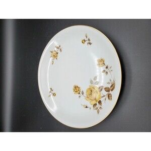 Vintage Hiroko Japan China 10" Plate with Yellow Roses & Gold Trim